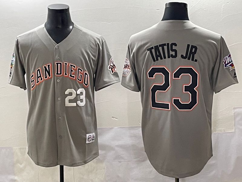 Men 2025 San Diego Padres #23 Tatis jr Grey Throwback Game Nike MLB Jersey style 5->san diego padres->MLB Jersey